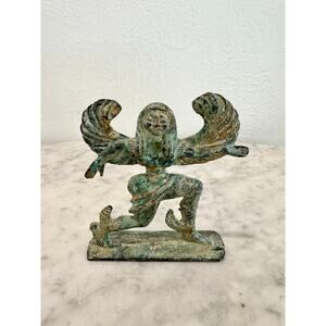 Vintage Cast Bronze Greek Winged Warrior Female Runner figurine